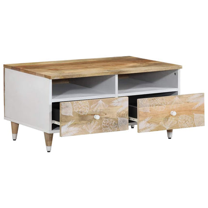 Tavolino da Salotto 80x54x40 cm in Legno Massello di Mango