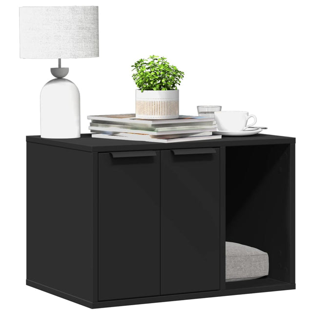 Recinto per Lettiera per Gatti Nero 60x40x40 cm in Truciolato