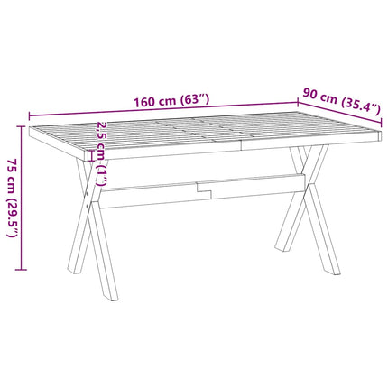 Tavolo Pranzo NOAIN Gambe a Forma X 160x90x75 cm Legno Massello