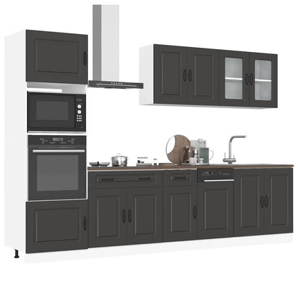 Set Mobili da Cucina 7 pz Kalmar Neri Legno Multistrato