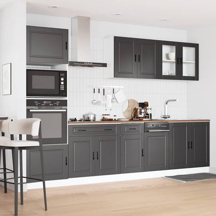 Set Mobili da Cucina 7 pz Kalmar Neri Legno Multistrato