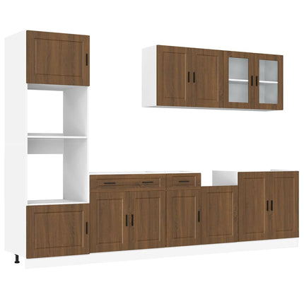 Set Mobili da Cucina 7 pz Kalmar Rovere Marrone in Truciolato