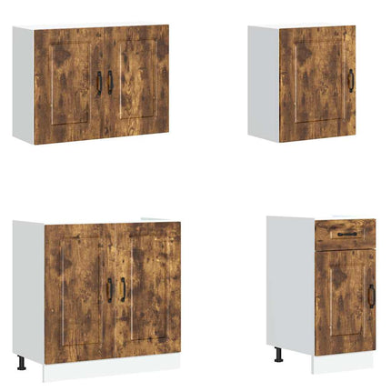 Set Mobili da Cucina 7 pz Kalmar Rovere Fumo Legno Multistrato