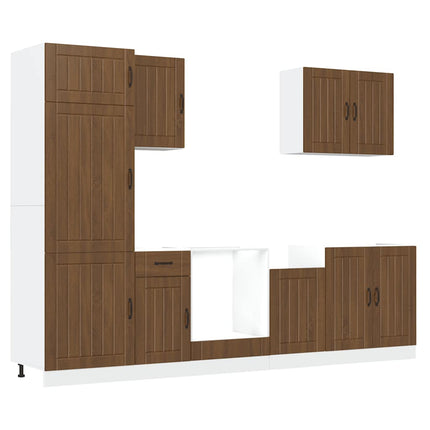 Set Mobili da Cucina 7 pz Kalmar Rovere Marrone in Truciolato