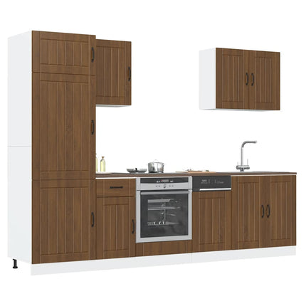 Set Mobili da Cucina 7 pz Kalmar Rovere Marrone in Truciolato