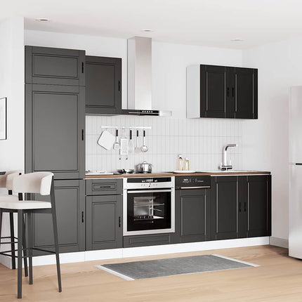Set Mobili da Cucina 7 pz Kalmar Neri Legno Multistrato