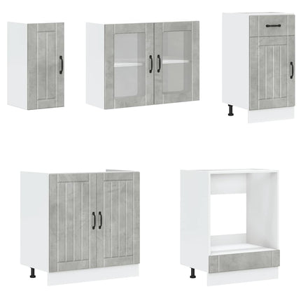 Set Mobili da Cucina 8 pz Kalmar Grigio Cemento in Truciolato