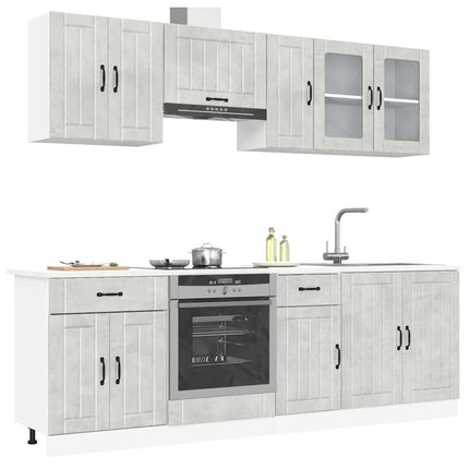 Set Mobili da Cucina 8 pz Kalmar Grigio Cemento in Truciolato