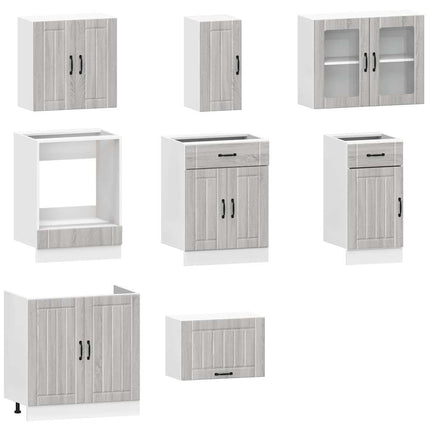 Set Mobili da Cucina 8 pz Kalmar Grigio Sonoma in Truciolato