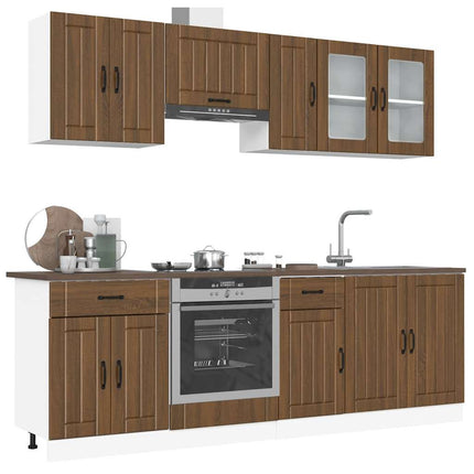 Set Mobili da Cucina 8 pz Kalmar Rovere Marrone in Truciolato