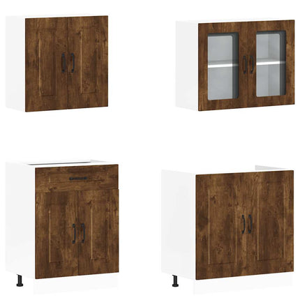 Set Mobili da Cucina 4 pz Kalmar Rovere Fumo Legno Multistrato