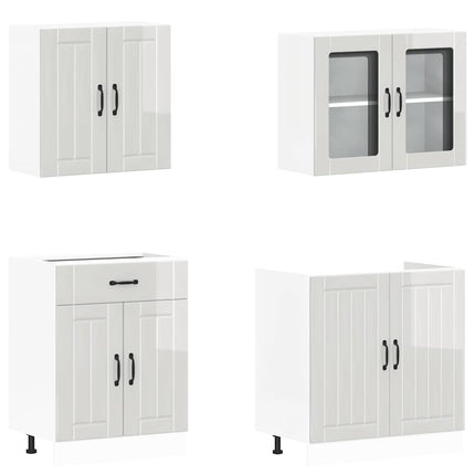 Set Mobili da Cucina 4 pz Kalmar Bianchi Lucido in Truciolato