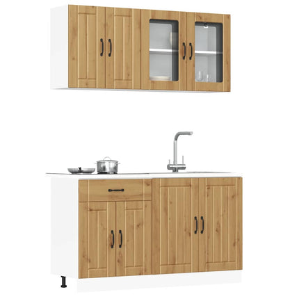 Set Mobili da Cucina 4 pz Kalmar Rovere Artigianale Truciolato