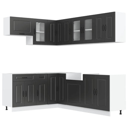 Set Mobili da Cucina 11 pz Kalmar Neri Legno Multistrato