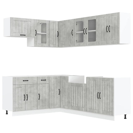 Set Mobili da Cucina 11 pz Lucca Grigio Cemento in Truciolato