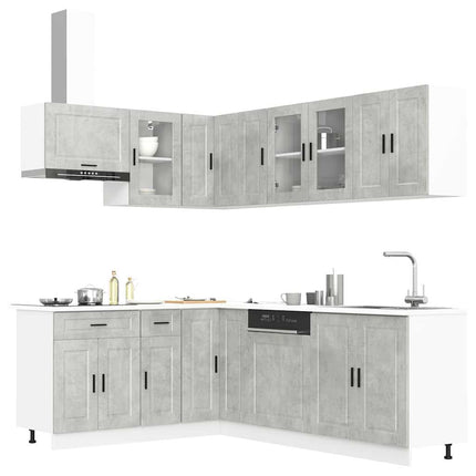 Set Mobili da Cucina 11 pz Porto Grigio Cemento in Truciolato