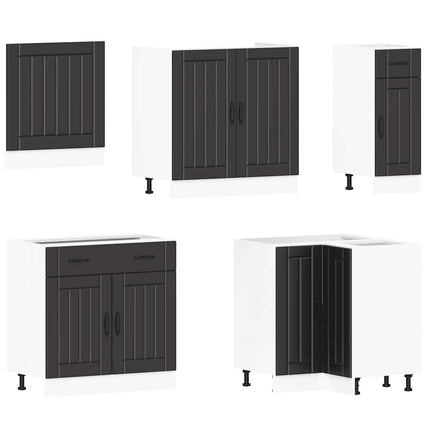 Set Mobili da Cucina 11 pz Lucca Neri Legno Multistrato
