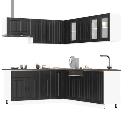 Set Mobili da Cucina 11 pz Lucca Neri Legno Multistrato