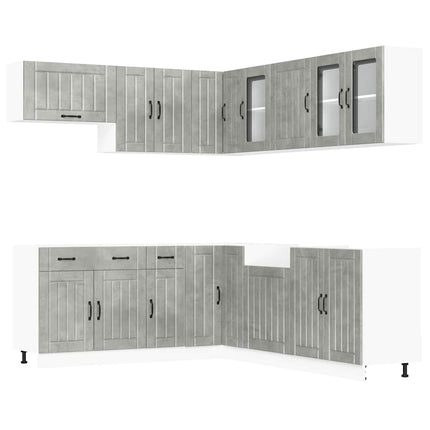 Set Mobili da Cucina 11 pz Lucca Grigio Cemento in Truciolato