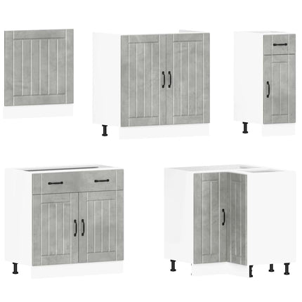 Set Mobili da Cucina 11 pz Lucca Grigio Cemento in Truciolato