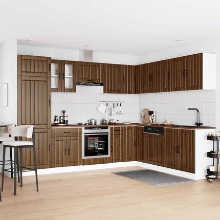 Set Mobili da Cucina 14 pz Lucca Rovere Marrone in Truciolato