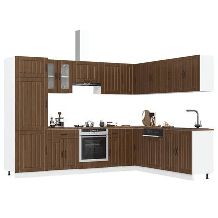 Set Mobili da Cucina 14 pz Lucca Rovere Marrone in Truciolato