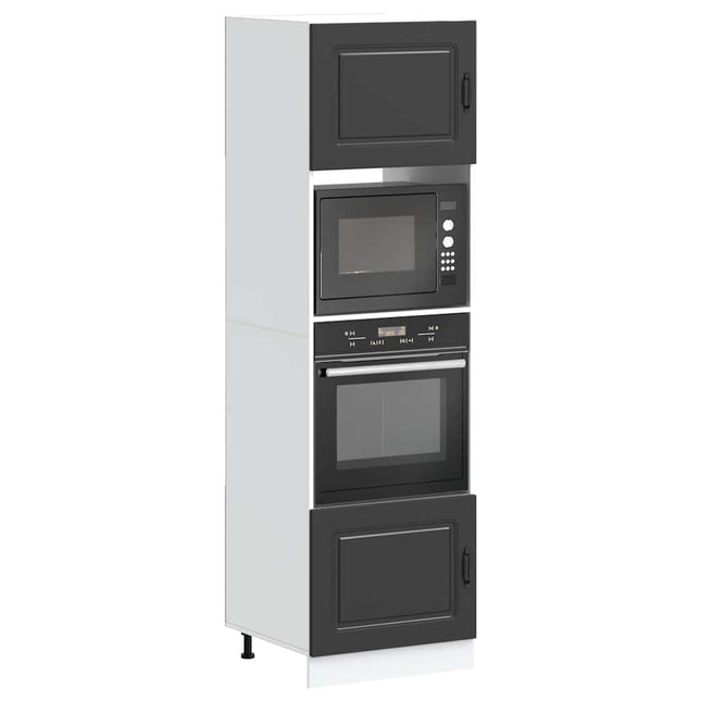 Armadi Forno 2 pz Lucca Neri in Legno Multistrato