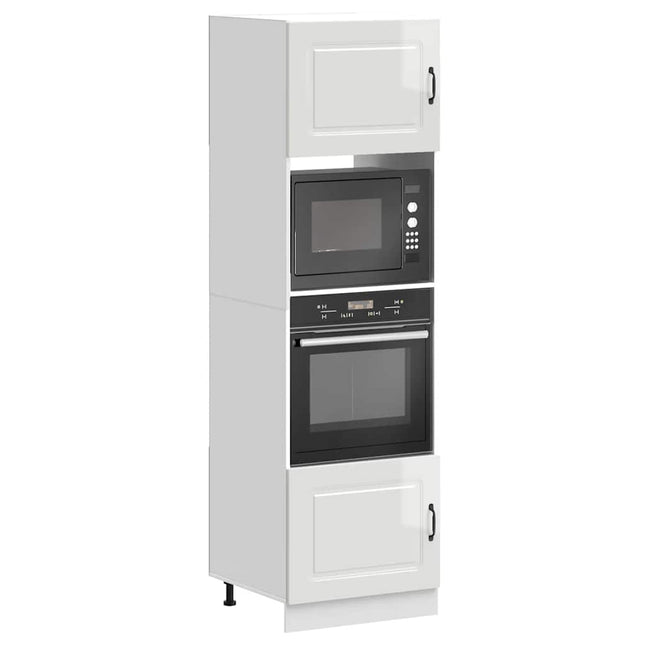 Armadi Forno 2 pz Lucca Bianchi Lucido in Legno Multistrato