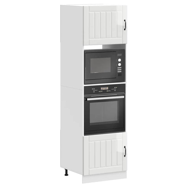 Armadi Forno 2 pz Kalmar Bianchi Lucido in Legno Multistrato