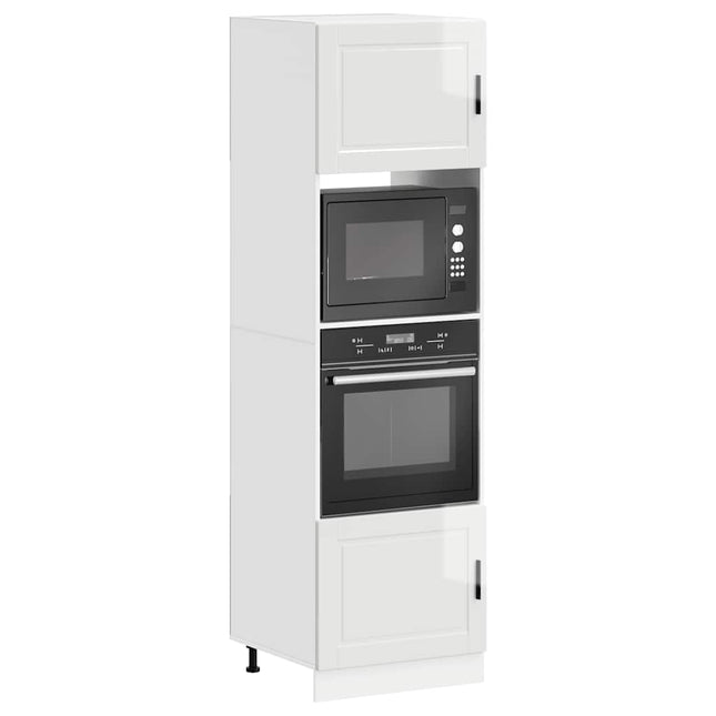 Armadi Forno 2 pz Porto Bianchi Lucido in Legno Multistrato