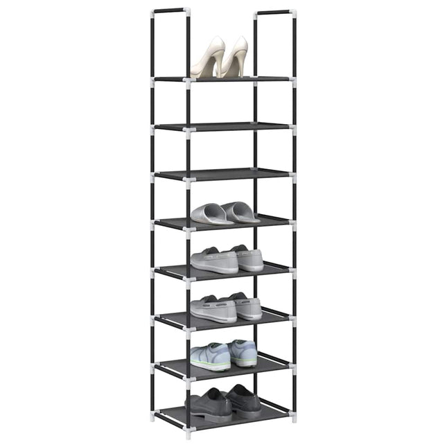 Scarpiera 8 Ripiani Nera 44x28x145 cm in Tessuto Non Tessuto