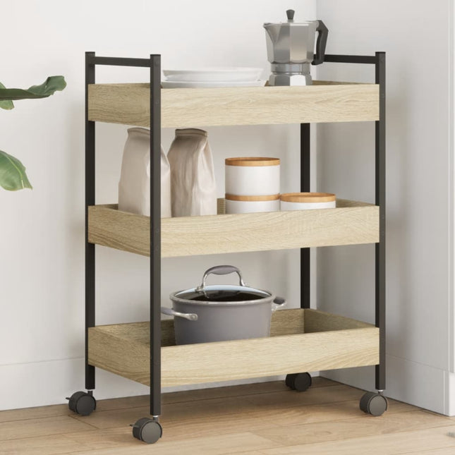 Carrello da Cucina Rovere Sonoma 50x30x70 cm Legno Multistrato