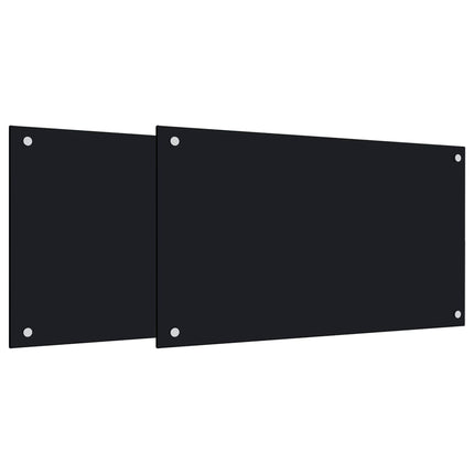 Paraschizzi per Cucina 2 pz Neri 70x60 cm in Vetro Temperato
