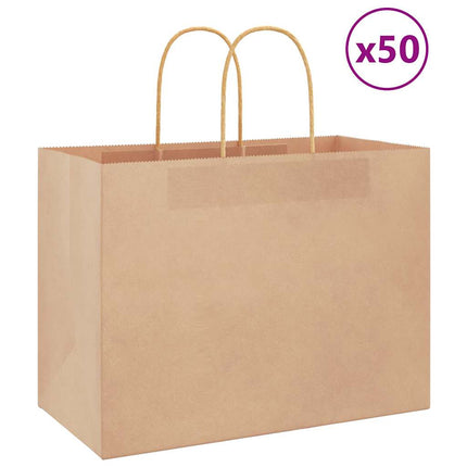 Sacchetti di Carta Kraft 50 pz con Manici Marrone 32x17x25 cm