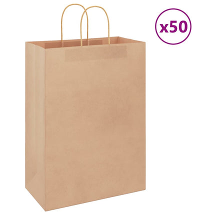 Sacchetti di Carta Kraft 50 pz con Manici Marrone 32x17x44 cm