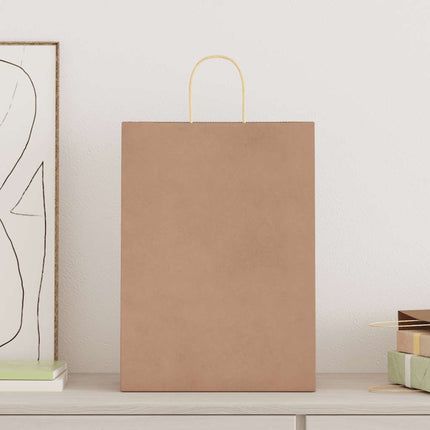 Sacchetti di Carta Kraft 50 pz con Manici Marrone 32x17x44 cm