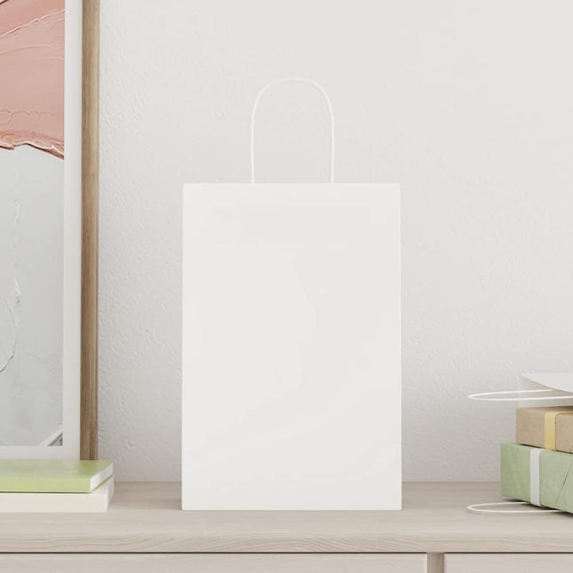 Sacchetti di Carta 50 pz con Manici Bianchi 21x11x31 cm
