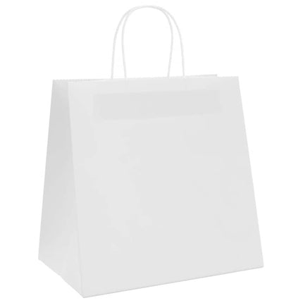 Sacchetti di Carta Kraft 50 pz con Manici Bianchi 26x17x25 cm