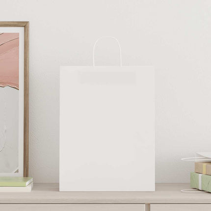 Sacchetti di Carta Kraft 50 pz con Manici Bianchi 32x12x42 cm