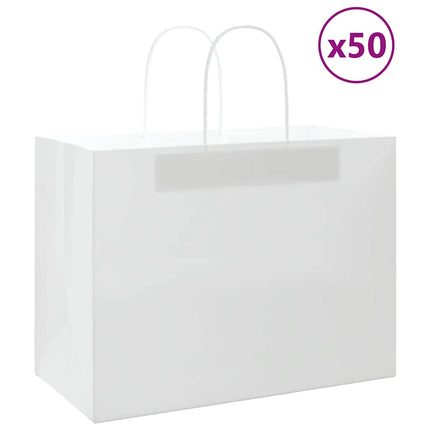 Sacchetti di Carta Kraft 50 pz con Manici Bianchi 32x17x25 cm