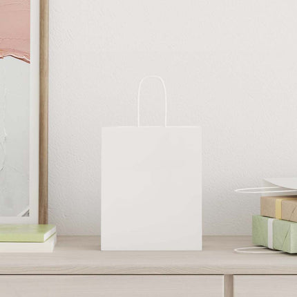 Sacchetti di Carta Kraft 250 pz con Manici Bianchi 18x8x22 cm
