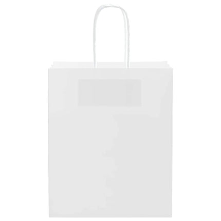 Sacchetti di Carta Kraft 250 pz con Manici Bianchi 18x8x22 cm