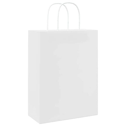 Sacchetti di Carta Kraft 250 pz con Manici Bianchi 26x12x35 cm