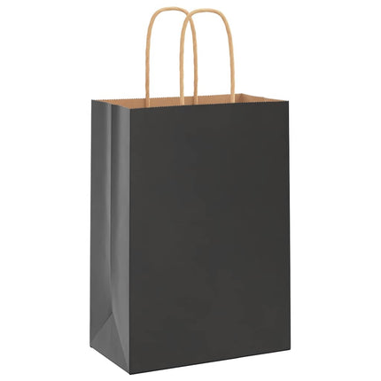 Sacchetti di Carta Kraft 50 pz con Manici Neri 15x8x21 cm