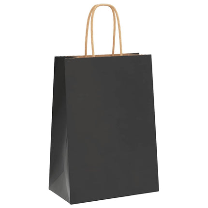 Sacchetti di Carta Kraft 50 pz con Manici Neri 15x8x21 cm