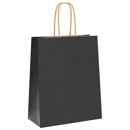 Sacchetti di Carta Kraft 50 pz con Manici Neri 18x8x22 cm
