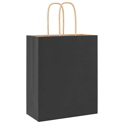 Sacchetti di Carta Kraft 50 pz con Manici Neri 18x8x22 cm