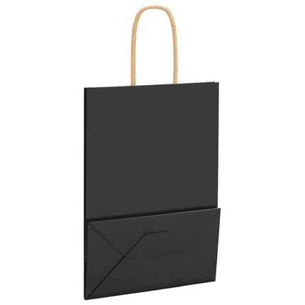 Sacchetti di Carta Kraft 250 pz con Manici Neri 15x8x21 cm