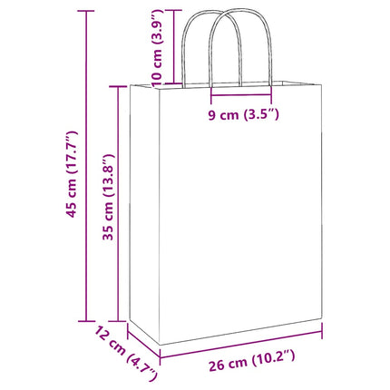 Sacchetti di Carta Kraft 250 pz con Manici Neri 26x12x35 cm