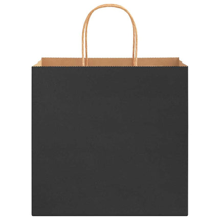 Sacchetti di Carta Kraft 250 pz con Manici Neri 26x17x25 cm